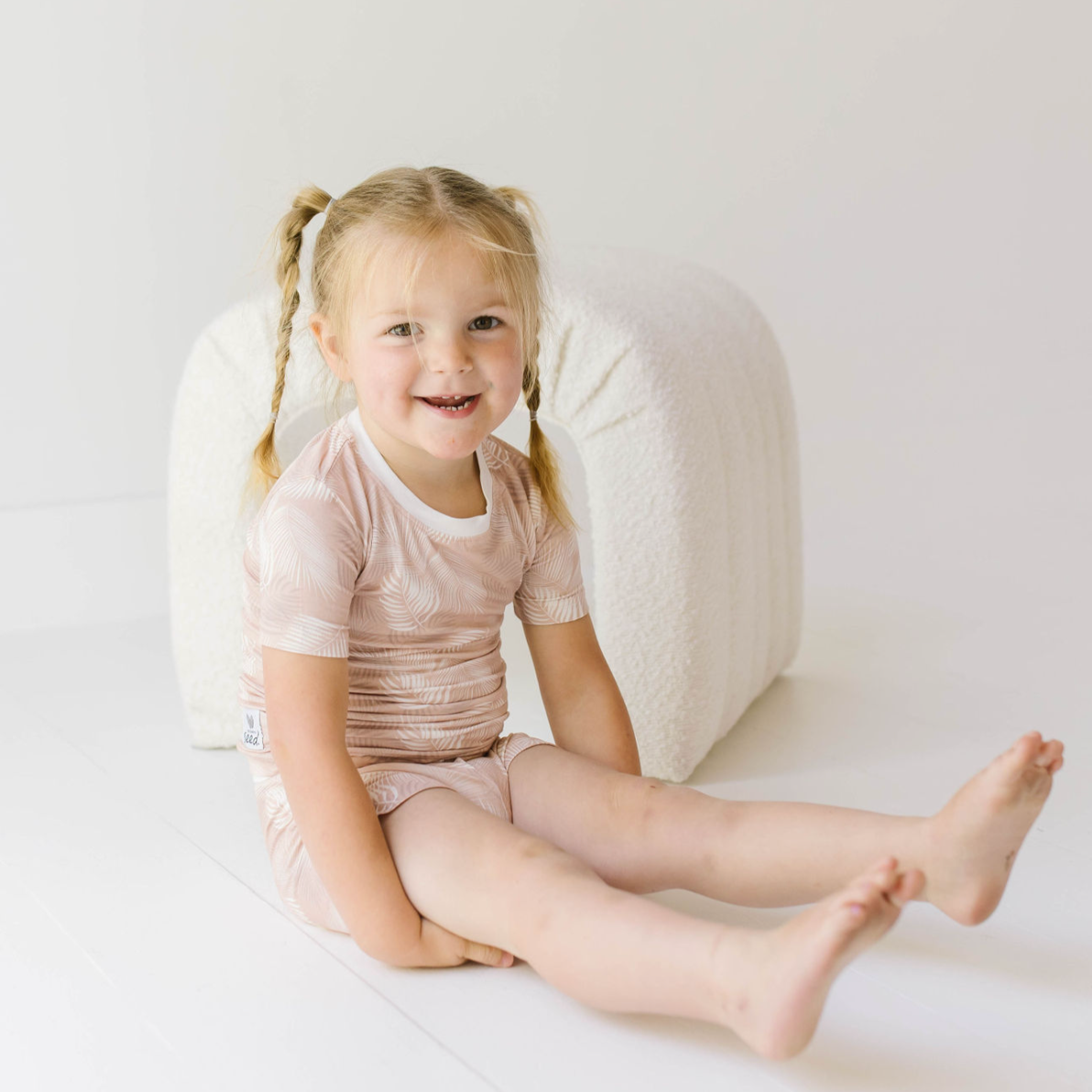 Pink Palms Two Piece Kid's Short Jammie Set (6-12/14)