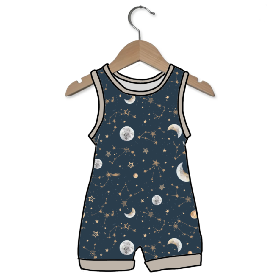 Starry Night Sleeveless Shorty Romper