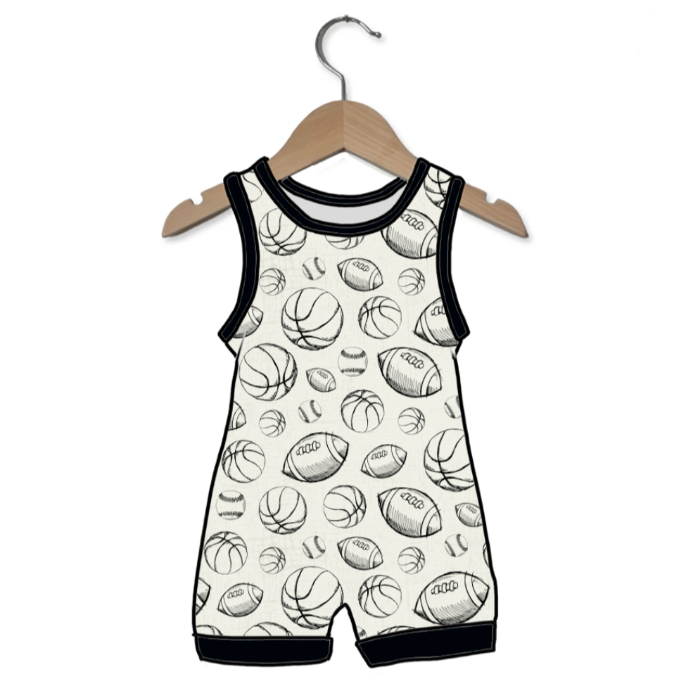 Play Ball Sleeveless Shorty Romper