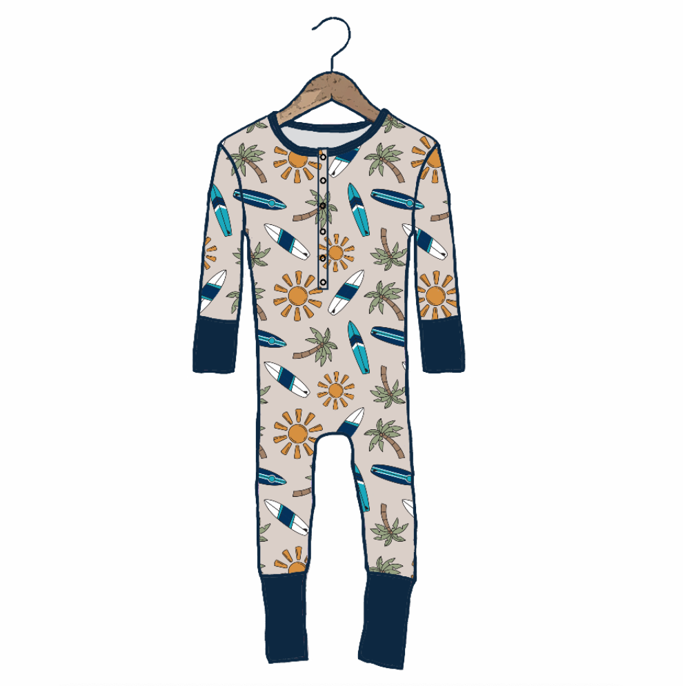 Surfs Up At Your Leisure Snap Down Adult Romper