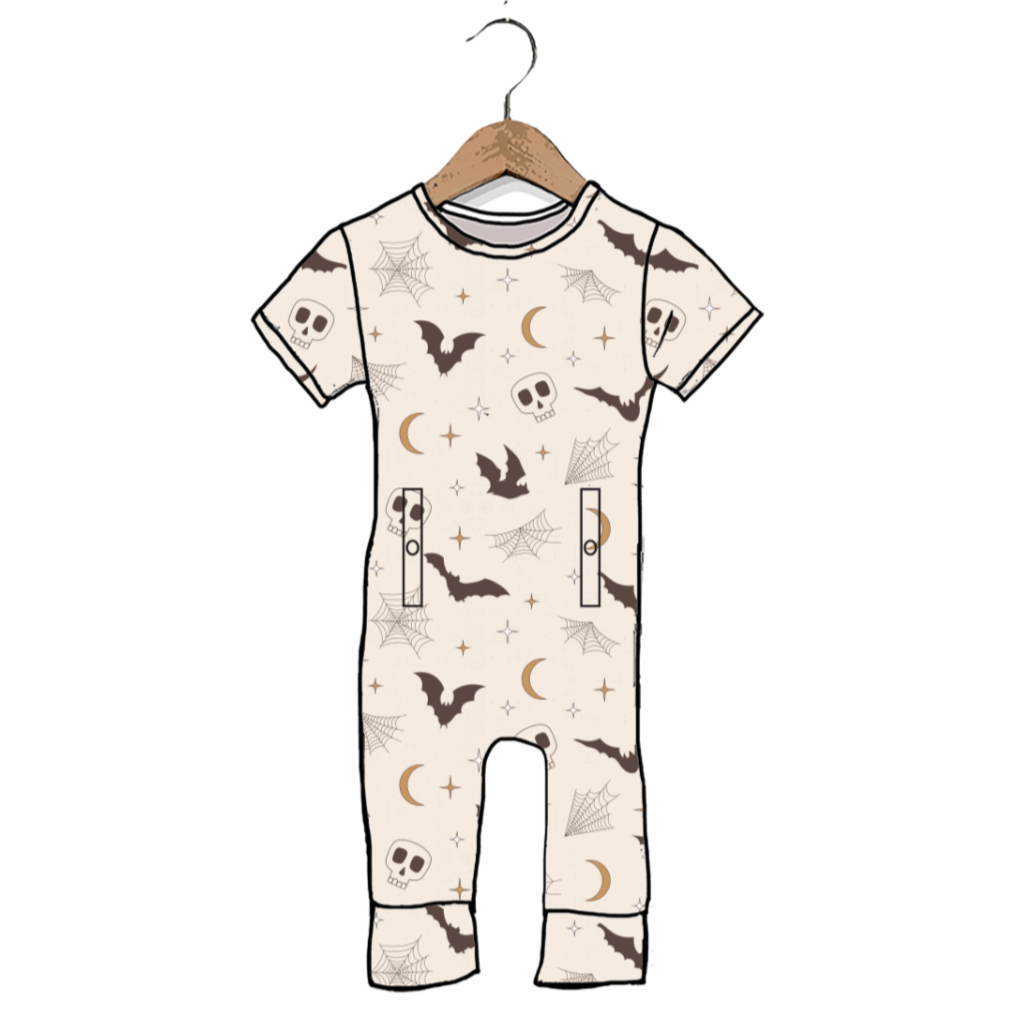 Bats & Boneheads Adaptive Tube Access Short Long Romper