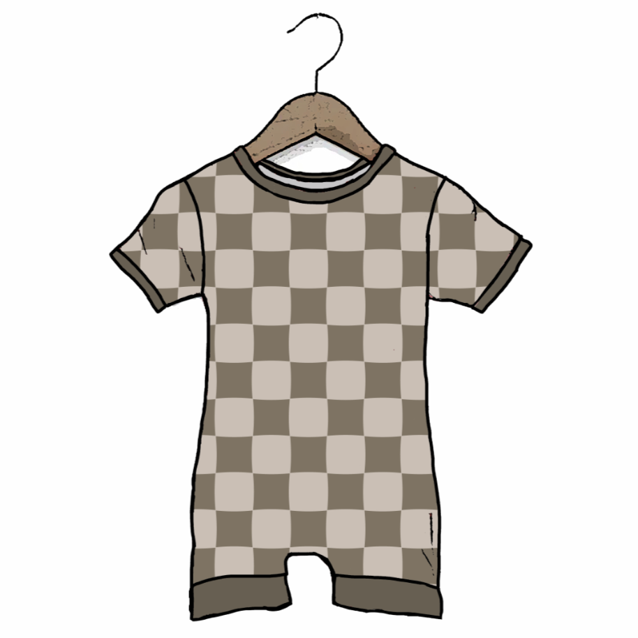 Cocoa Check Shorty Romper