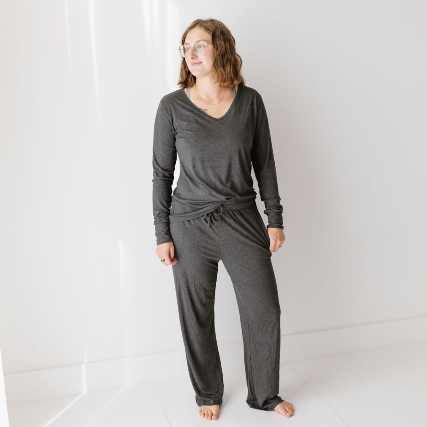Pepper Ribbed Loungin' Around Two Piece Set
