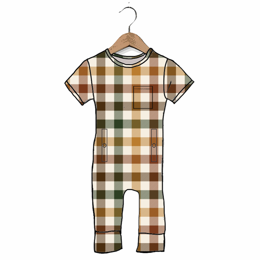 Autumn Plaid Adaptive Tube Access Short Long Romper