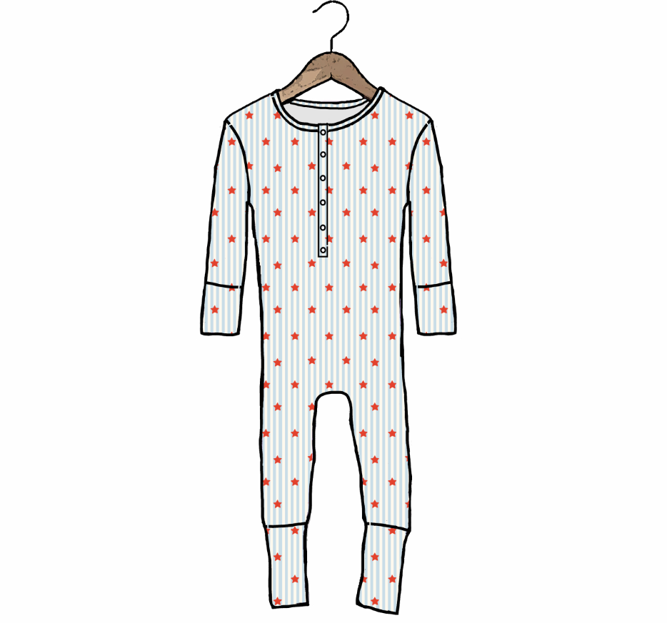 Stars & Stripes At Your Leisure Snap Down Adult Romper Luxe Edition | Cotton Bamboo Blend