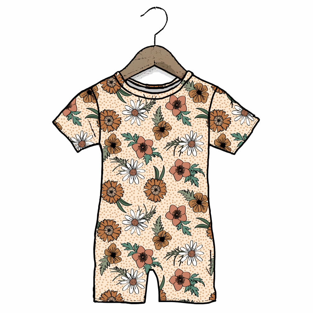 Flowering Frolic Adult Shorty Romper Luxe Edition | Cotton Bamboo Blend