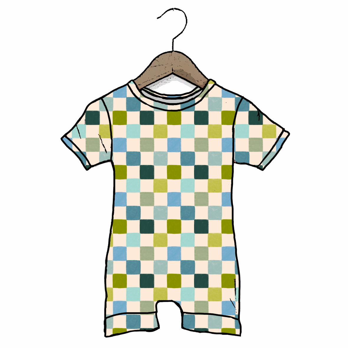 Lagoon Check Shorty Romper Luxe Edition | Cotton Bamboo Blend