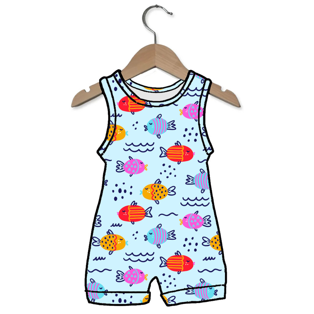 Fishy Kiss Sleeveless Shorty Romper Luxe Edition | Cotton Bamboo Blend