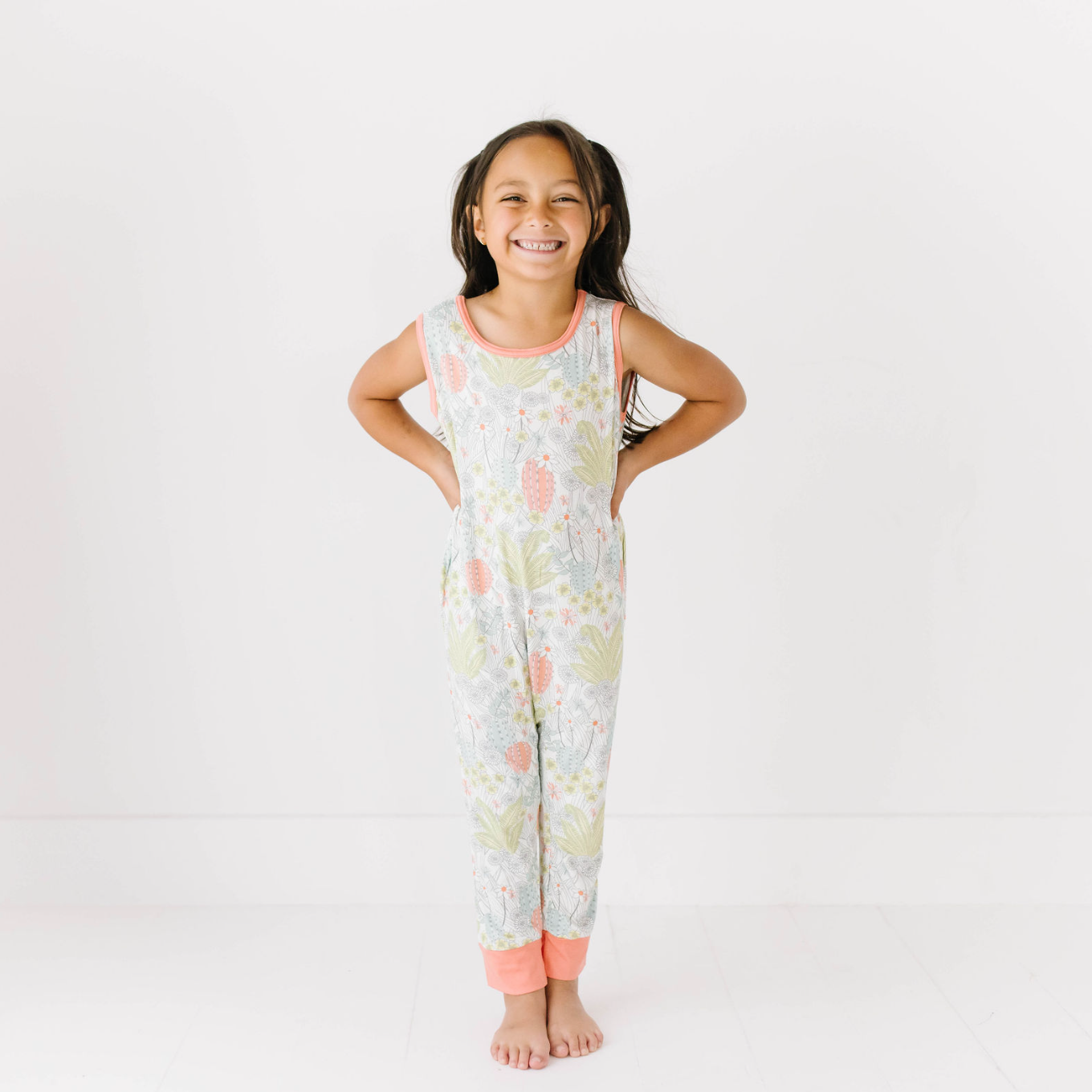 Prickly Petals Mini Ribbed Kid’s Sleeveless Romper