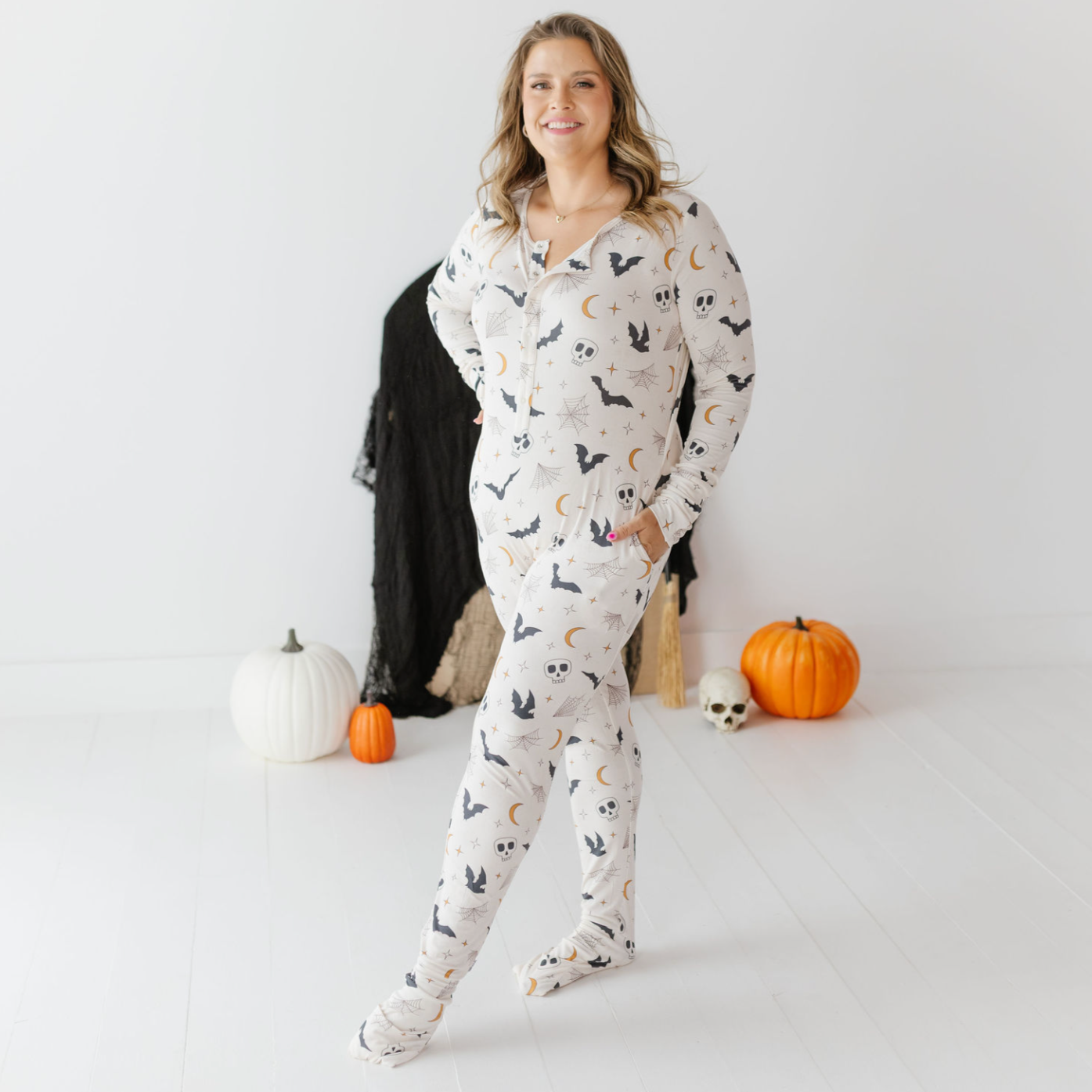 Bats & Boneheads At Your Leisure Snap Down Adult Romper