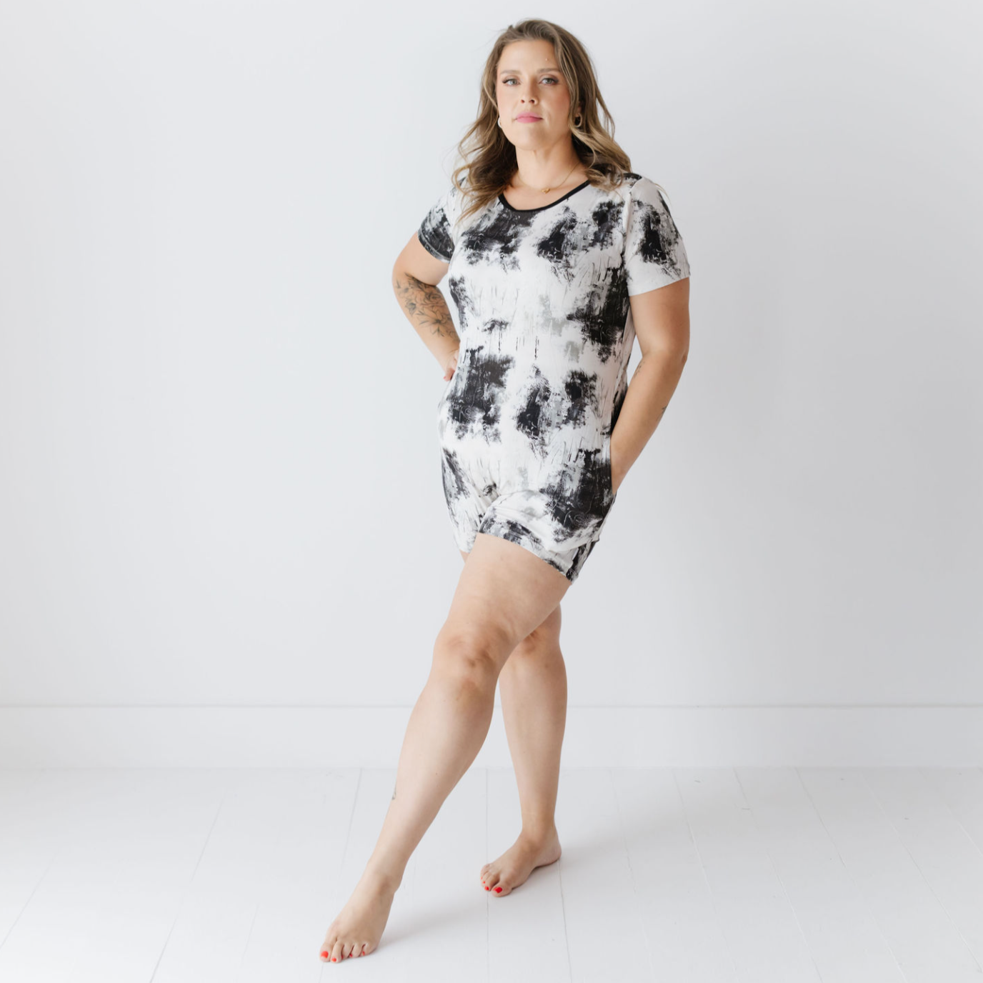 Caden & Crew Black Art Adult Shorty Romper