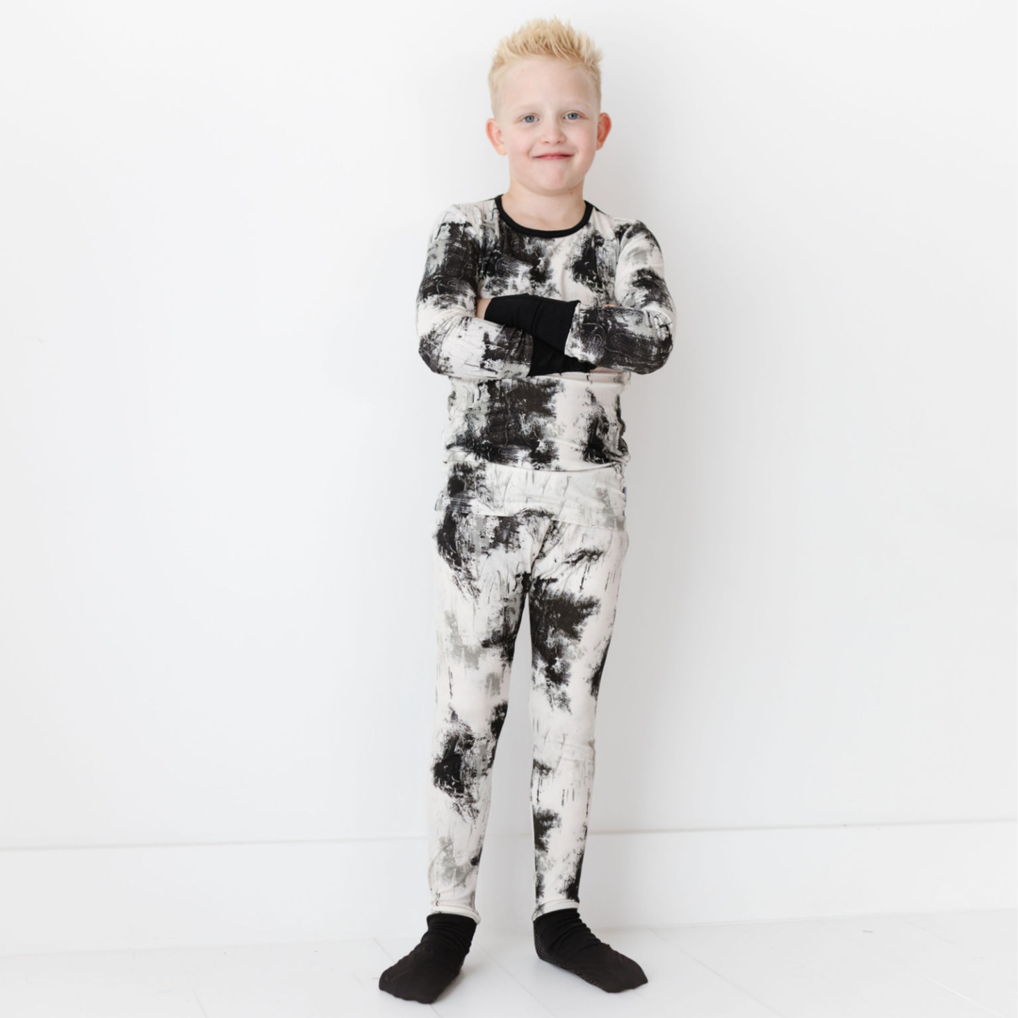 Caden & Crew Black Art All Wrapped Up Kid's Two Piece Jammie Set