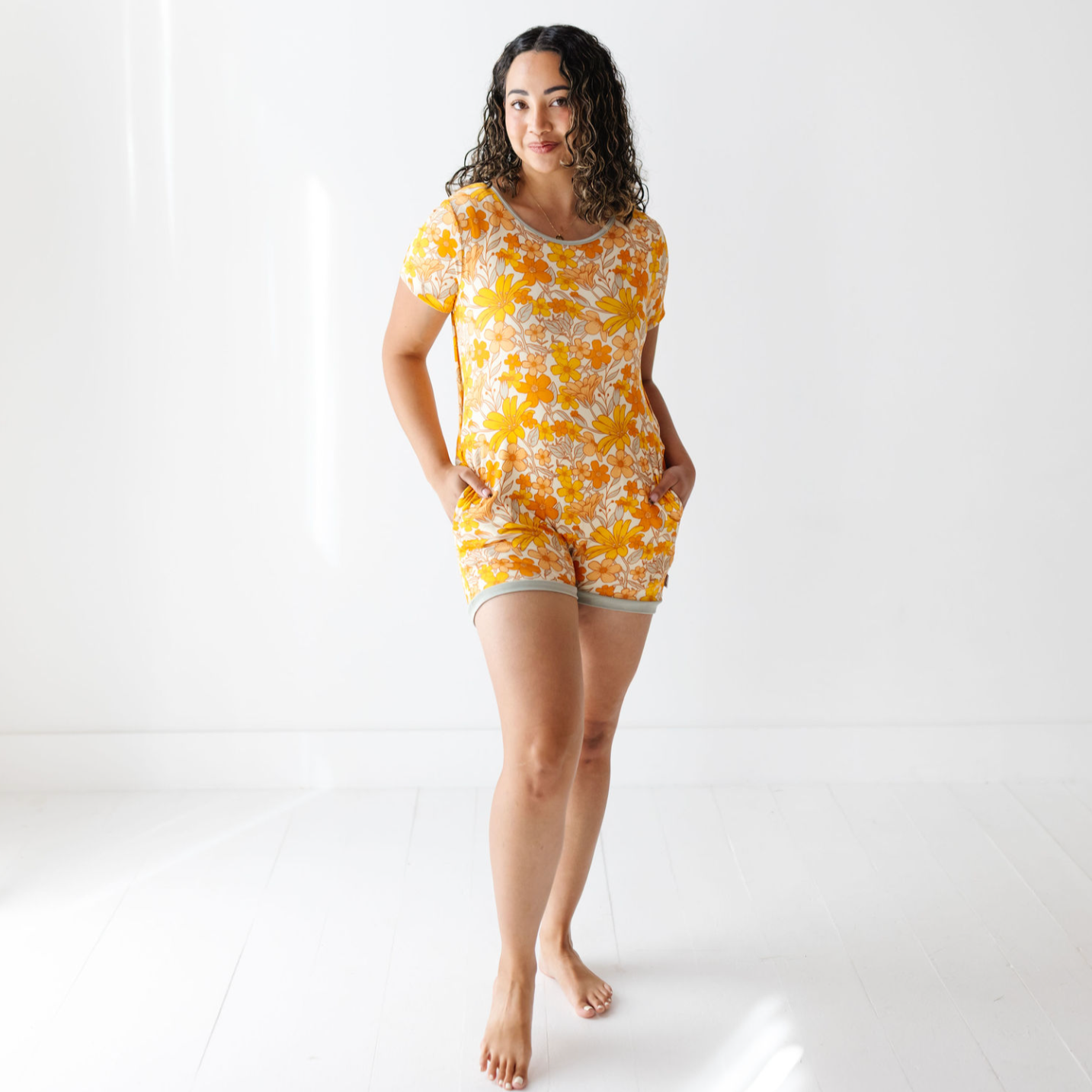 Fallin' for Blooms Adult Shorty Romper