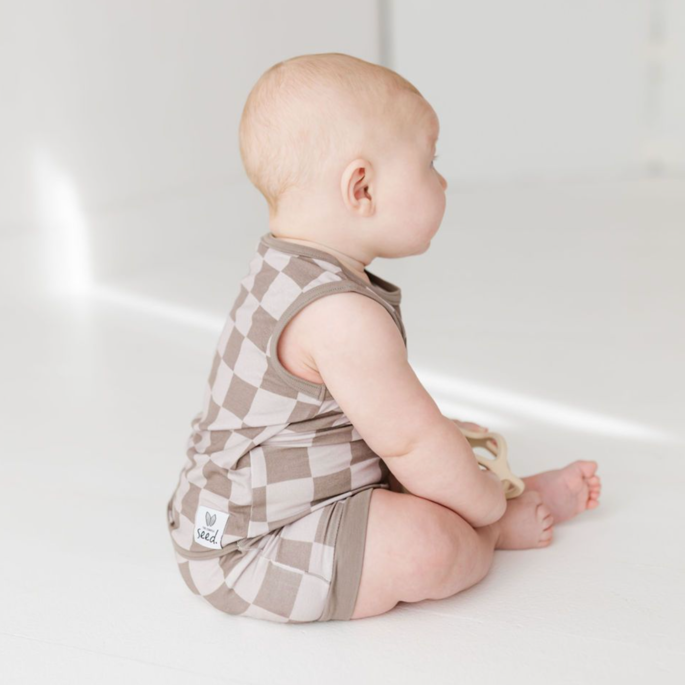 Cocoa Check Sleeveless Shorty Romper