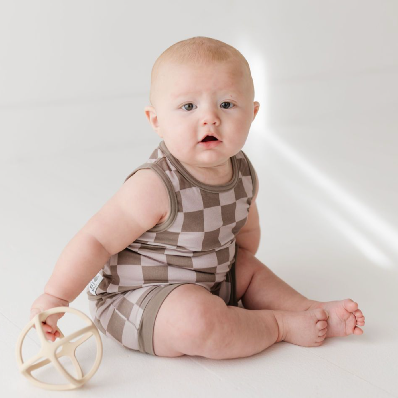 Cocoa Check Sleeveless Shorty Romper