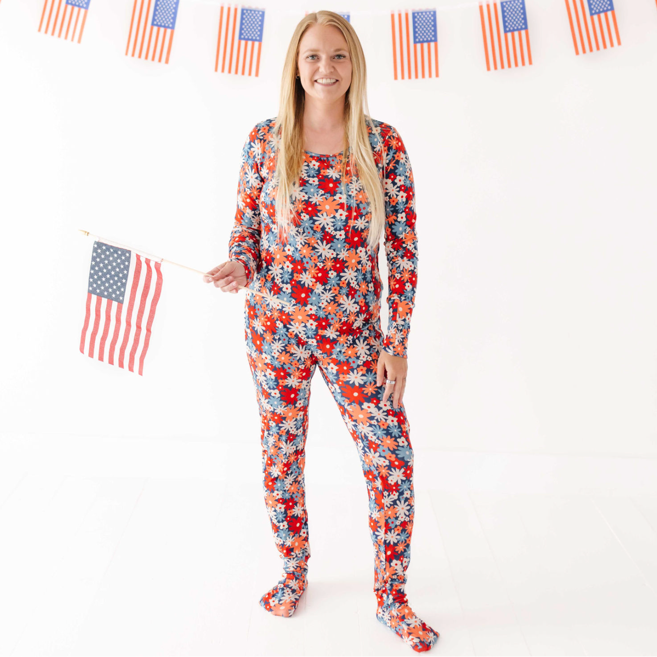 Freedom Floral  At Your Leisure Essential Adult Romper Luxe Edition | Cotton Bamboo Blend