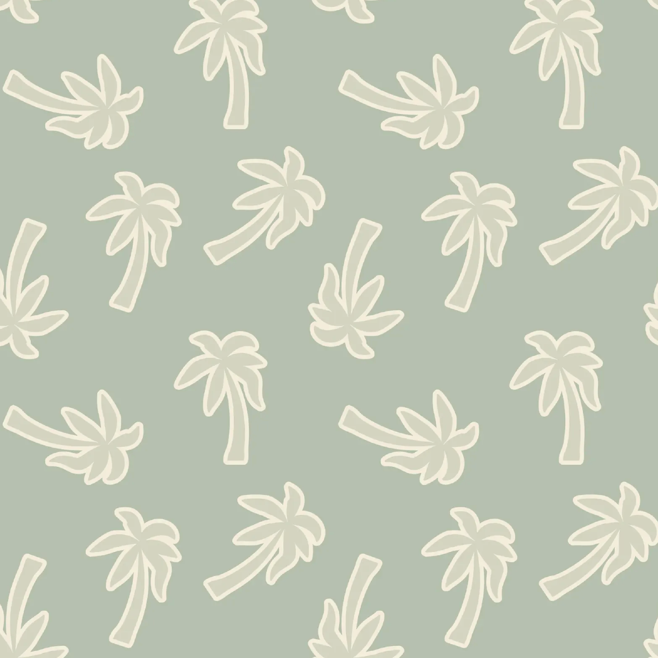 Pattern of white palm trees on a light gray background