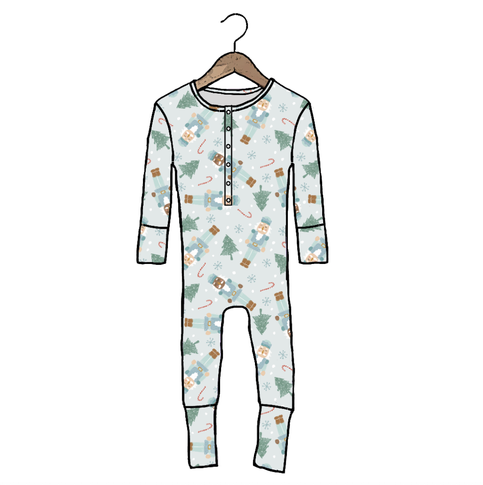 Frosted Flurry Soldiers At Your Leisure Snap Down Adult Romper Luxe Edition | Cotton Bamboo Blend