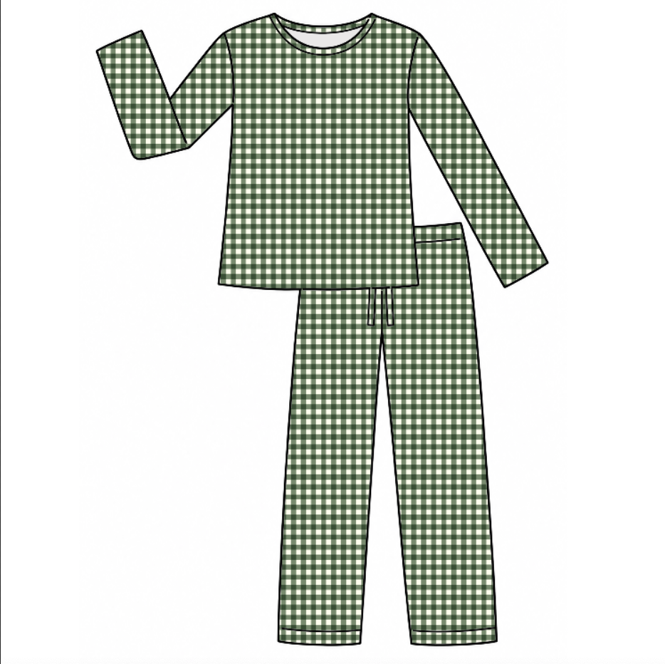 Mistletoe Gingham Men's Long Sleeve Two Piece Set