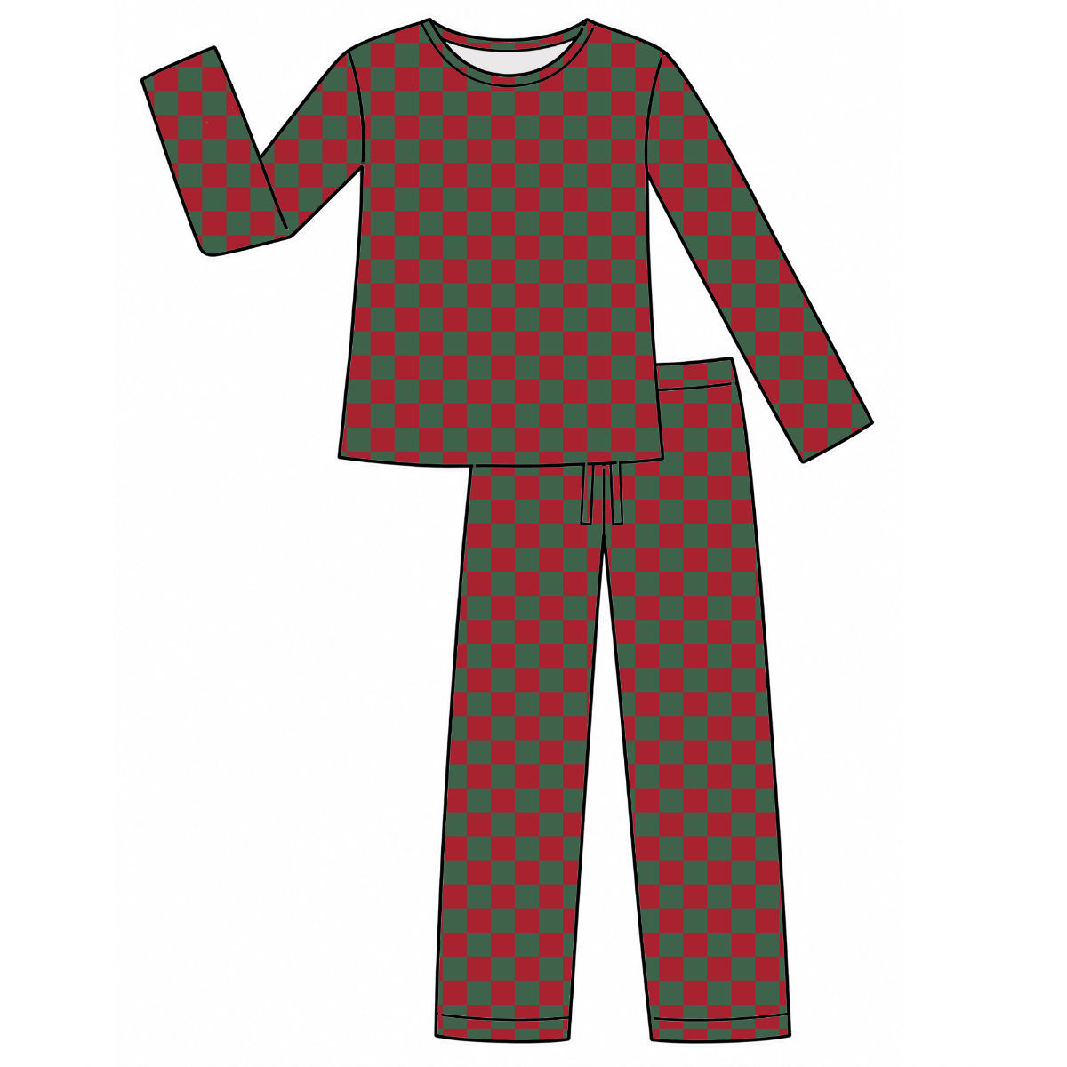 Merry Checkmas Men's Long Sleeve Two Piece Set
