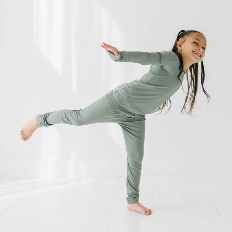 Succulent Mini Ribbed Two Piece Kid's Jammie Set