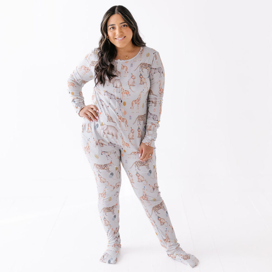 Party At The Zoo At Your Leisure Snap Down Adult Romper