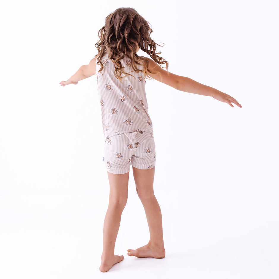 Bee Sweet Kid's Sleeveless Shorty Romper Luxe Edition | Cotton Bamboo Blend