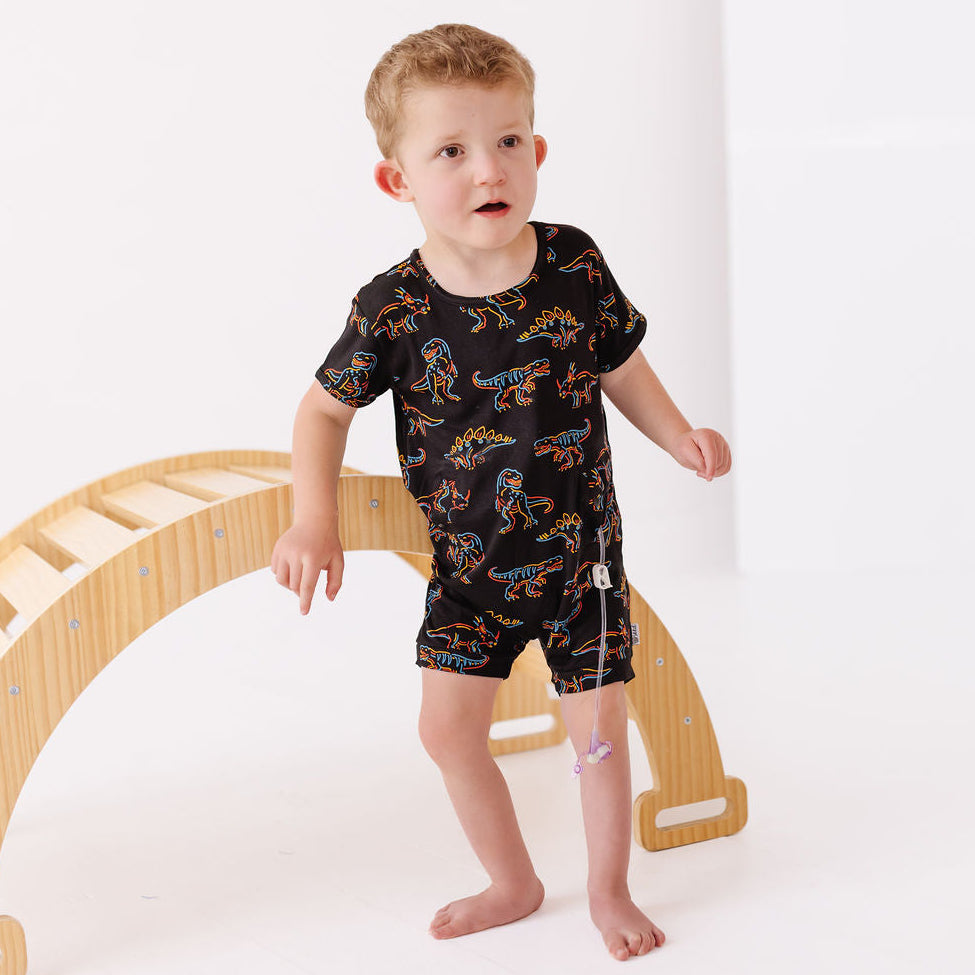 Glow-A-Saurus Adaptive Tube Access Shorty Romper