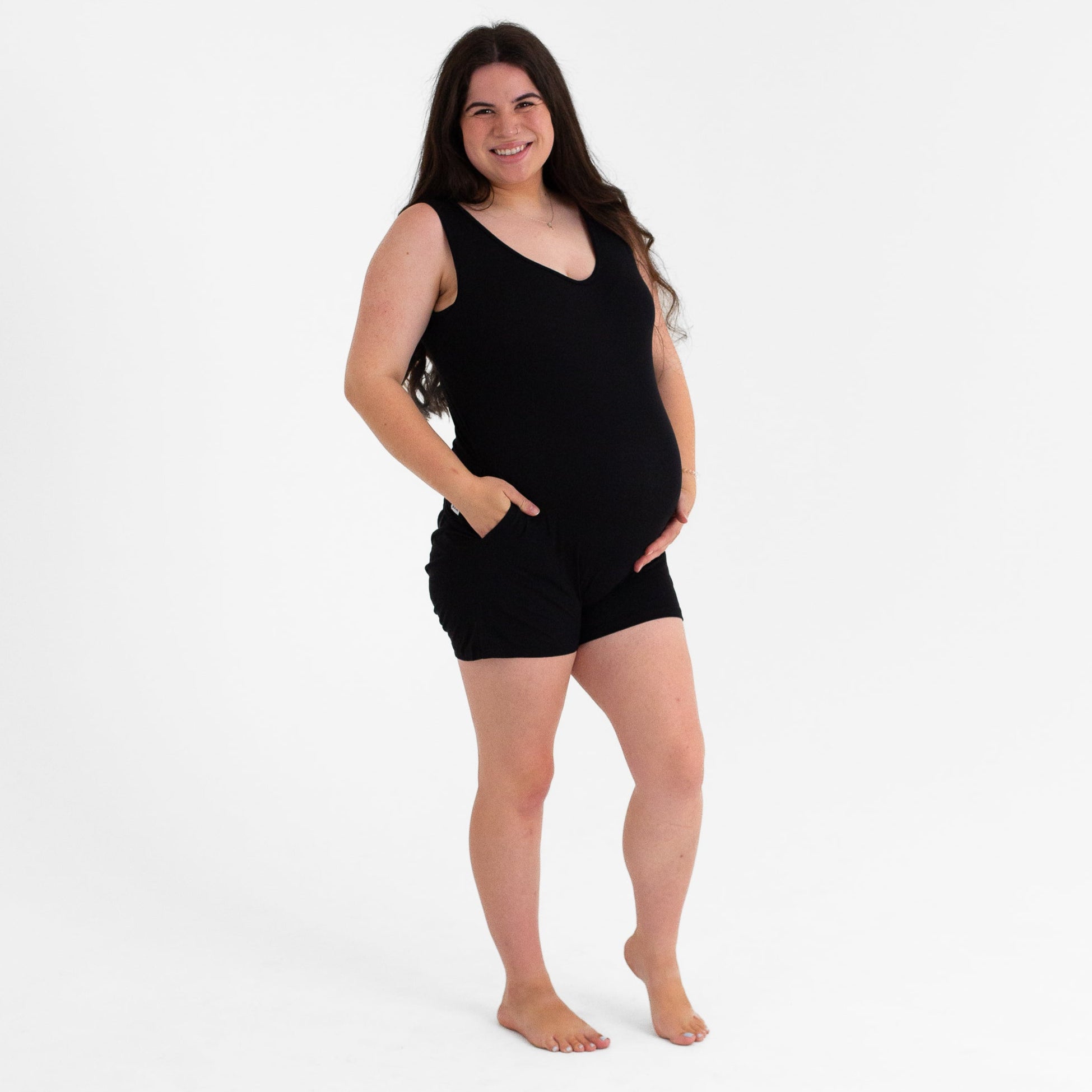 Black Adult Sleeveless Shorty Romper