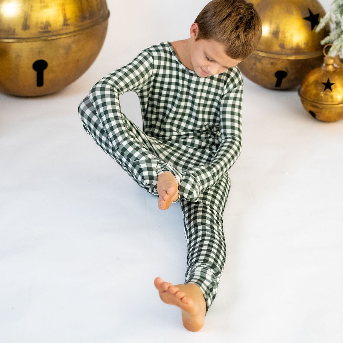 Mistletoe Gingham Kid's Day to Night Romper Luxe Edition | Cotton Bamboo Blend